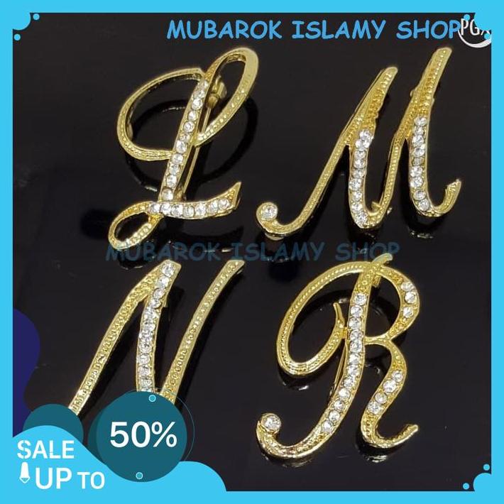 NEW BROS HURUF INISIAL NAMA AKSESORIS HIJAB JILBAB - B376 NEW HIGHT QUALITY 