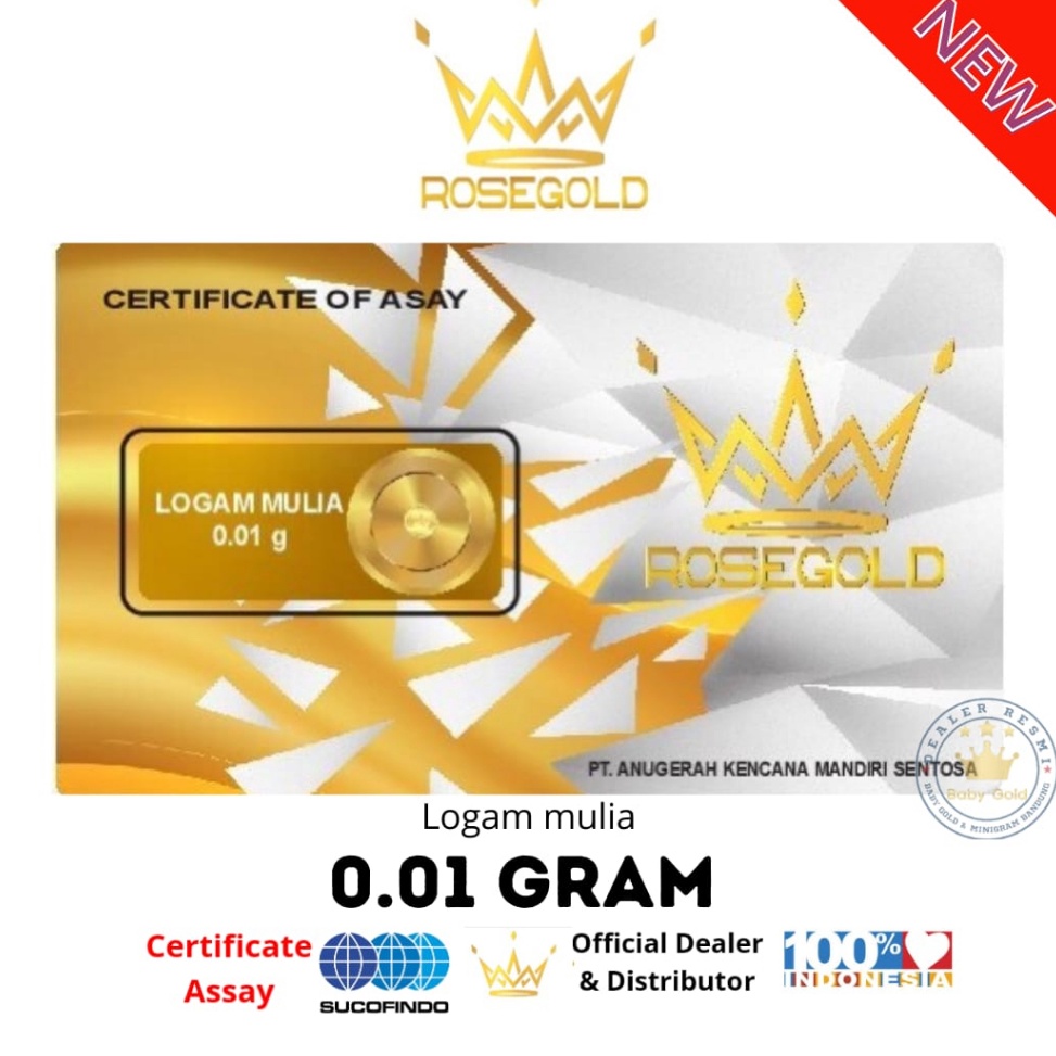 63 ROSE GOLD 0.01 GRAM LOGAM MULIA EMAS MINI ✲Stok Banyak
