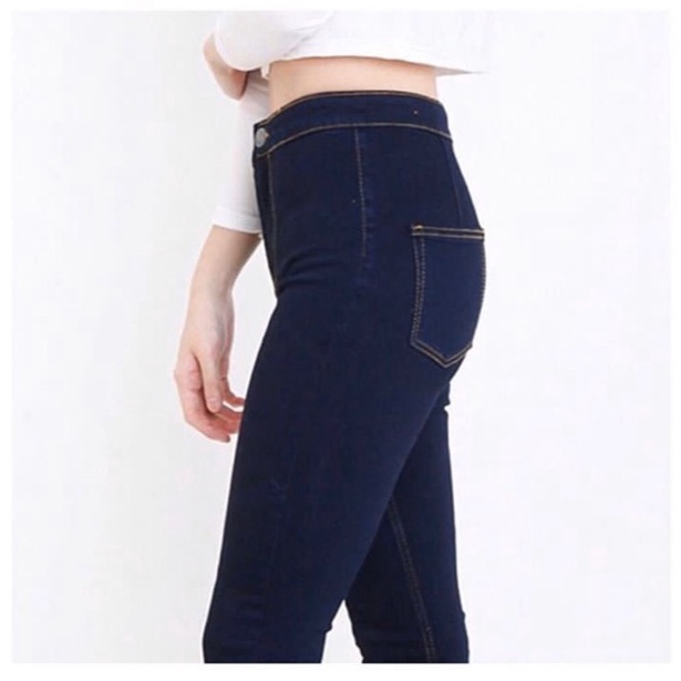READY. HW POLOS DONGKER / NAVY JSK 1904 celana highwaist high rise biru dongker polos bigsize stretc
