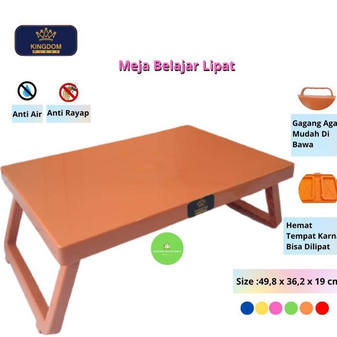 8.8 [Cod] Kingdom Meja Lipat Belajar Anak Lesehan Makan Ngaji Lap Desk Plastik New 