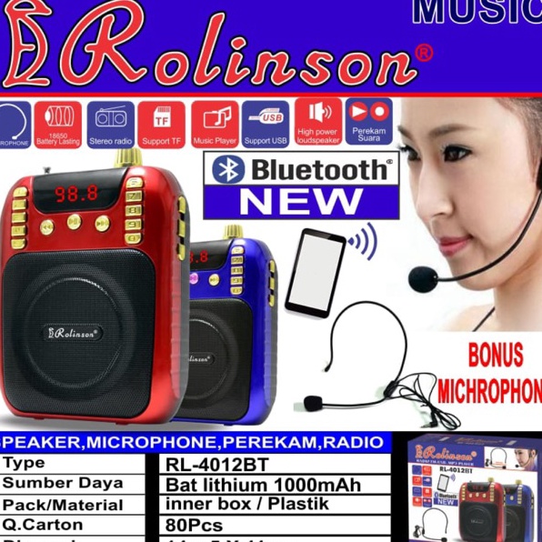 ★★★ fC RL-4012 Non Bluetooth / RL-4012BT Speaker pinggang + Mic Speaker Bluetooth New Original Rolin