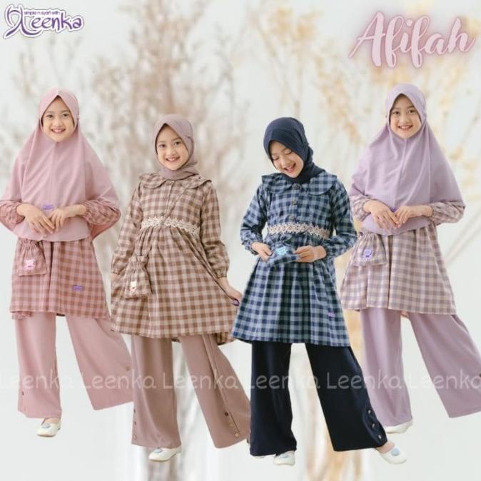 NEW One set Afifah Setelan Tunik Celana Anak 2 - 12 Tahun By Leenka