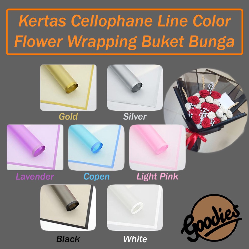 

*5 LEMBAR* Kertas Buket Bunga Cellophane (Line Color) Flower Wrapping Paper Celophane / Chellophane Murah untuk Snack Uang Ready Stock ー