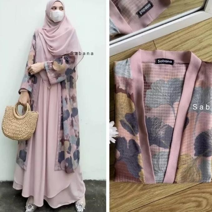 OUTER WANITA SABANA LONG OUTER FLORAL ORIGINAL SABANA LANJUTAN