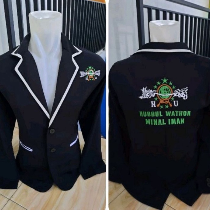 Model Baru jas almamater hitam lis putih bordir logo NU ( bisa tambah nama dan logo) ➳➵✻