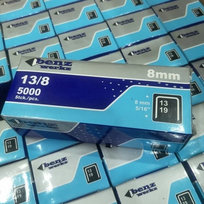 

[7G051] isi Refill Stapler Steples Tembak 8 mm 13/8 Original Benz 5000 pcs Model Baru ￣