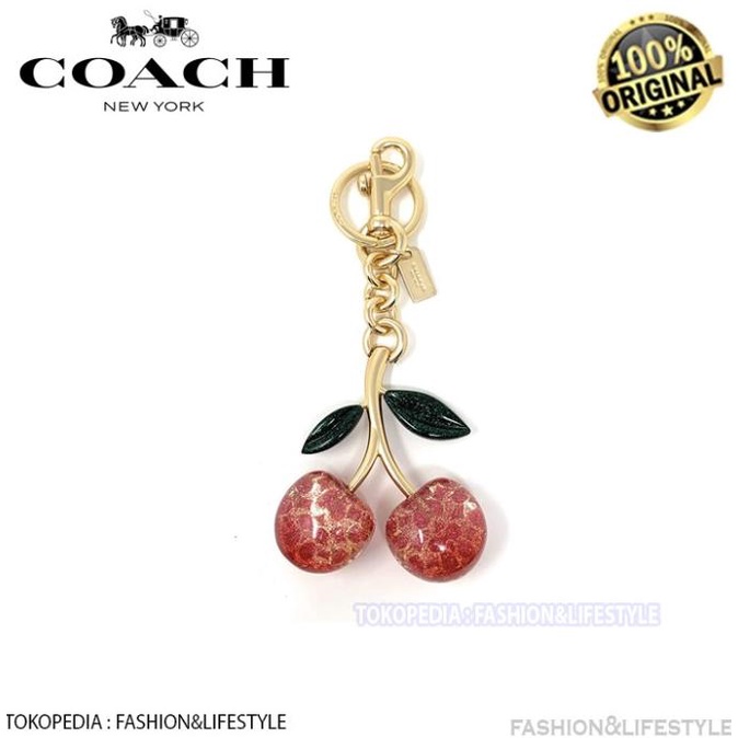 COACH CHARM KEYCHAIN Signature Cherry Bag ORIGINAL 100%