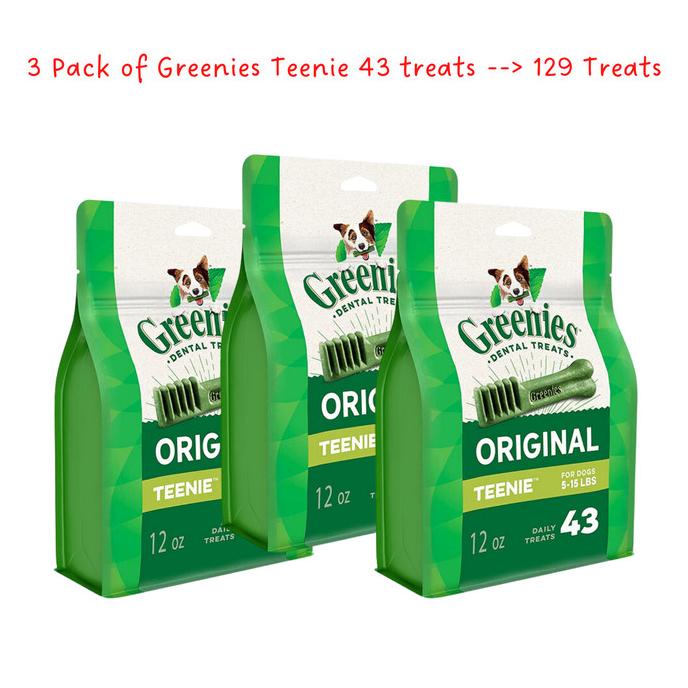 ] Greenies Dog Dental Chews Dog Treats - 130 Pcs - Teenie Size (2-7 kg)