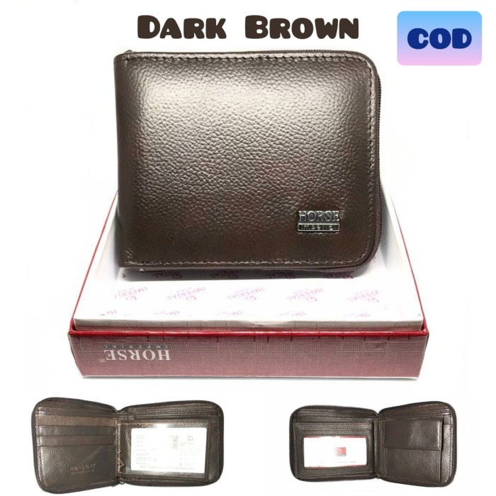 dompet Dompet Pria Kulit Asli Dompet Kulit Resleting Full Imperial Horse - Coklat Tua(H0K5) dompet l