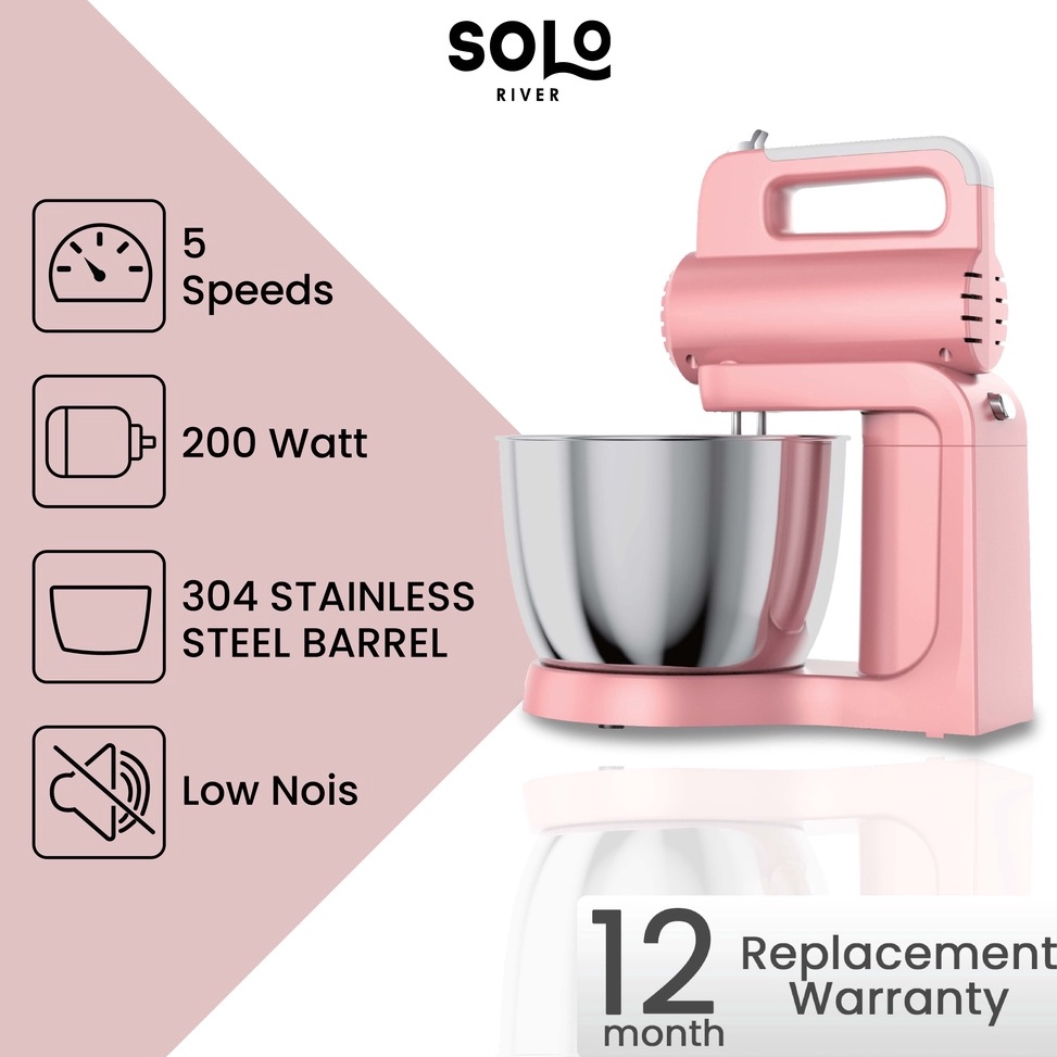CHEKOUT. SOLO RIVER Hand Stand Mixer HRDDQ03WT 5spd 180 Watt