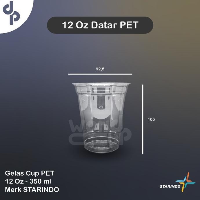 8.8 Gelas Cup Pet Starindo - 12 Oz - 14 Oz - 16 Oz - 50 Pcs