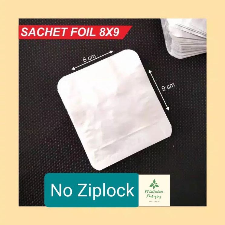 ➲ 50pcs Plastik Kemasan Sachet Full Aluminium Foil 15gram uk. 8x9cm Food Grade ❂ ✰