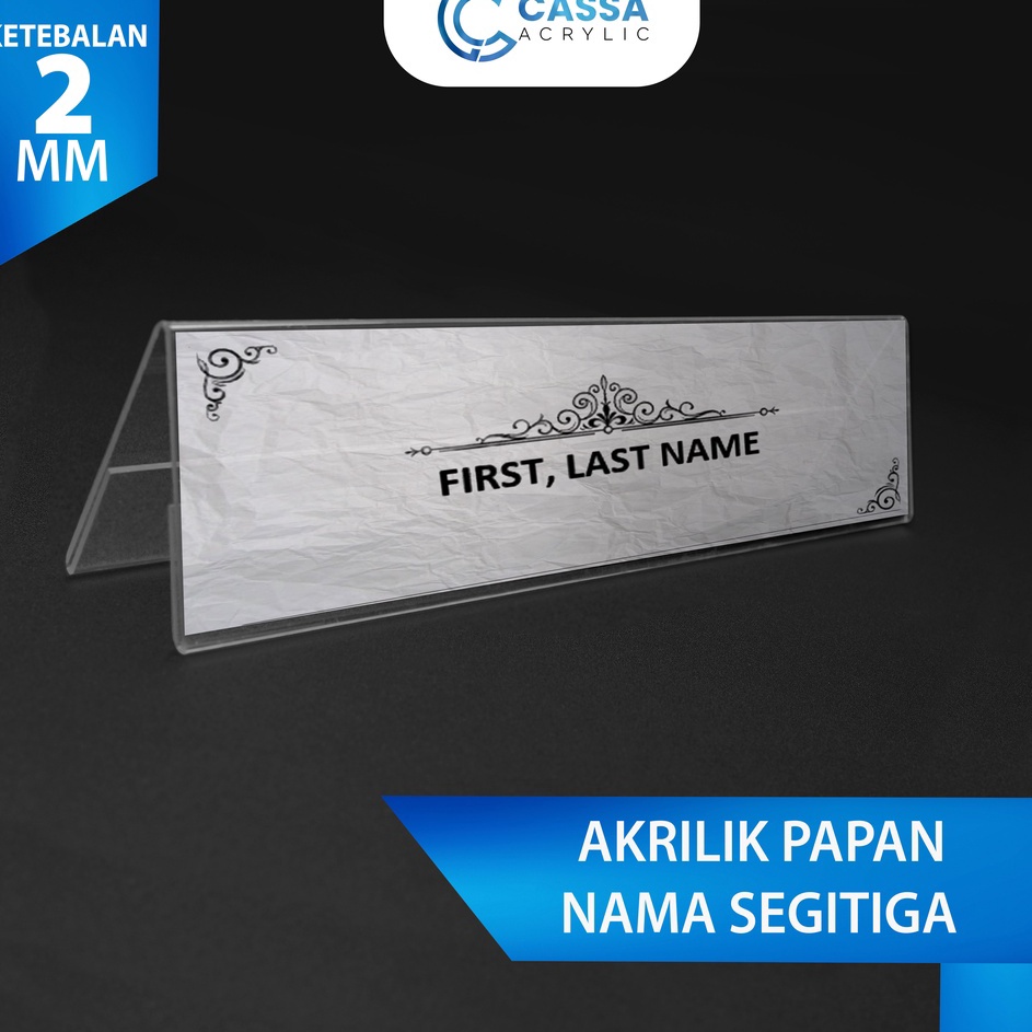 

[KODE 77] 【CASSA】AKRILIK / ACRYLIC / DISPLAY PAPAN NAMA MEJA PANITIA SEGITIGA