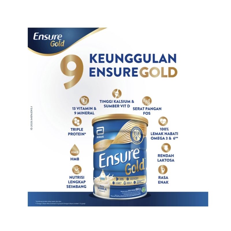 

Ensure Gold Vanila susu Nutrisi dewasa 850gr