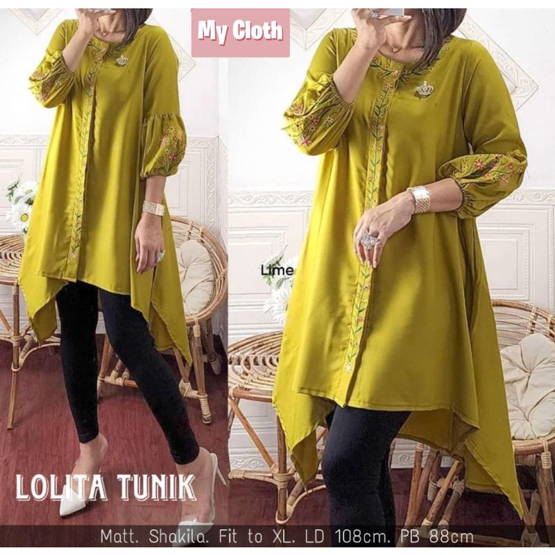 LOLITA TUNIK // Bahan Shakila Bordir// Bisa COD