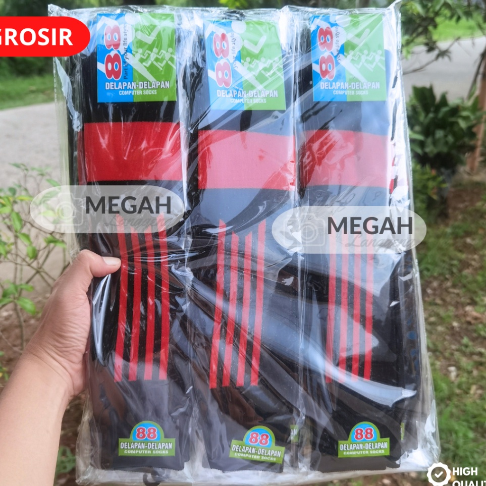 ' vI 1 LUSIN KAOS KAKI SEPAK BOLA HITAM - KAOS KAKI BOLA - KAOS KAKI PANJANG SEPAK BOLA / FUTSAL / O