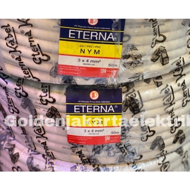 ➥ KABEL ETERNA / KABEL TUFUR METERAN 3X4 NYM Asli kabel eterna isi 3 tembaga SNI harga permeter c Pr