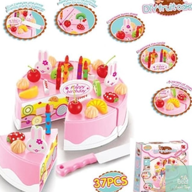 ♣Pqt Mainan Kue Ulang Tahun Potong Kue Ulang Tahun DIY Fruit Cake 37Pcs k Murah Terupdate.