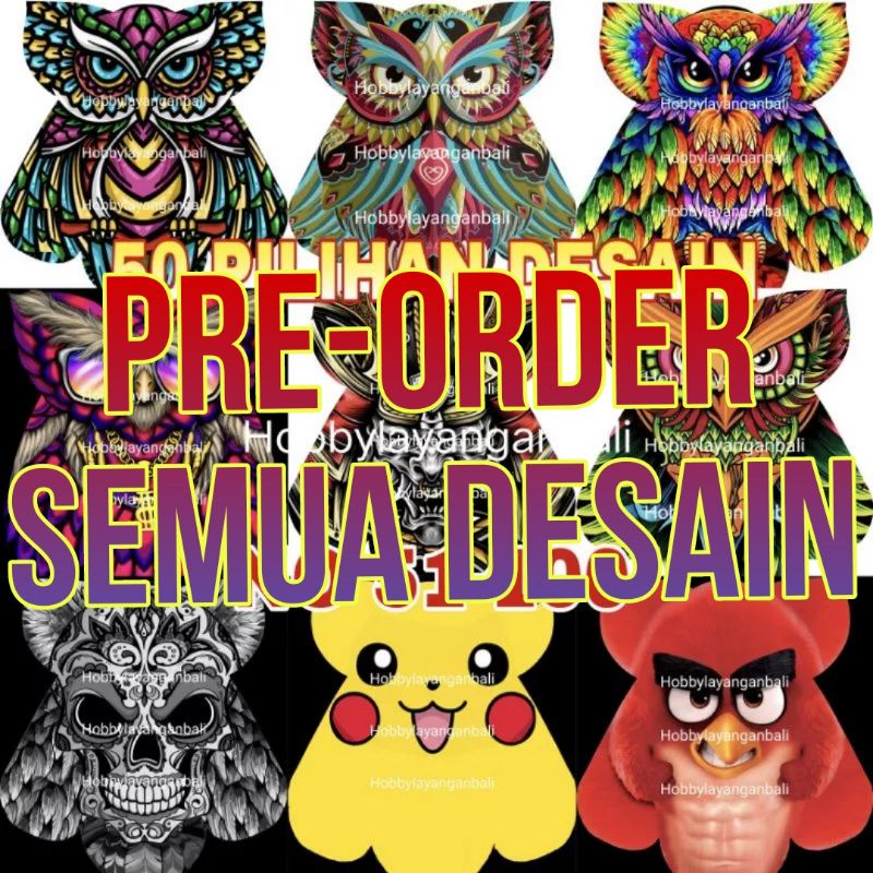 pre order sampul kain layangan celepuk bali digital print semua desain layang layang burung hantu ba