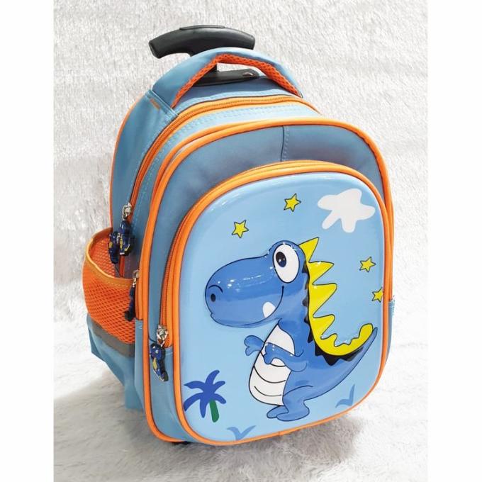 Tas trolley ransel sekolah anak TK IMPORT dinosaurus troli koper Dino