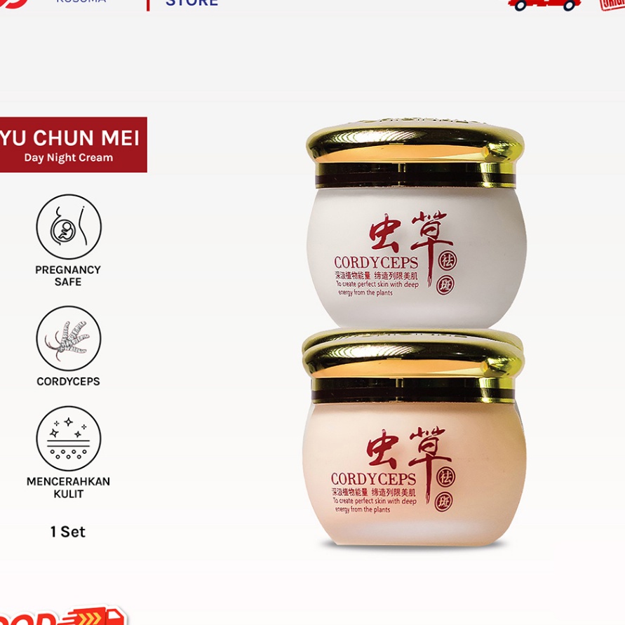 12.12 ✨Promo✨ [BPOM ORIGINAL LOKAL] YU CHUN MEI Cordyceps Lightening Day & Night Cream Set grosir