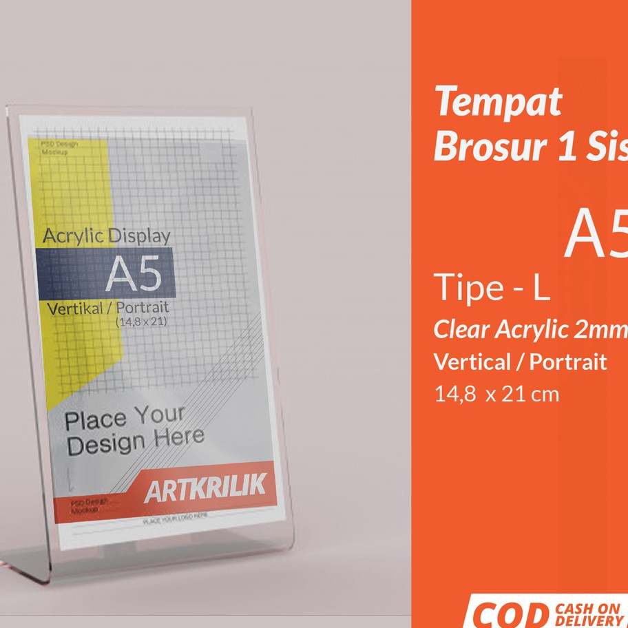 

➙➼✦❃ STAND AKRILIK A5 QR CODE SCAN TEMPAT BROSUR TENT CARD A5 MODEL L ★★★★★