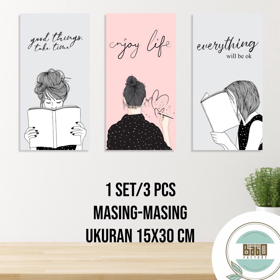 Produk Keren [1 set / 3 pcs] Hiasan Dinding Aesthetic Quotes Motivasi tema blackpink per papan 15x30