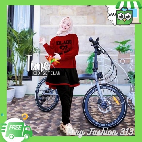 Baju olahraga setelan anak perempuan muslim BaTime usia -+8-11 tahun