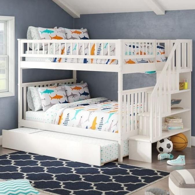 Promo Dipan Susun Anak Putih Tempat Tidur Tingkat Anak Minimalis 3 Kasur Bestq