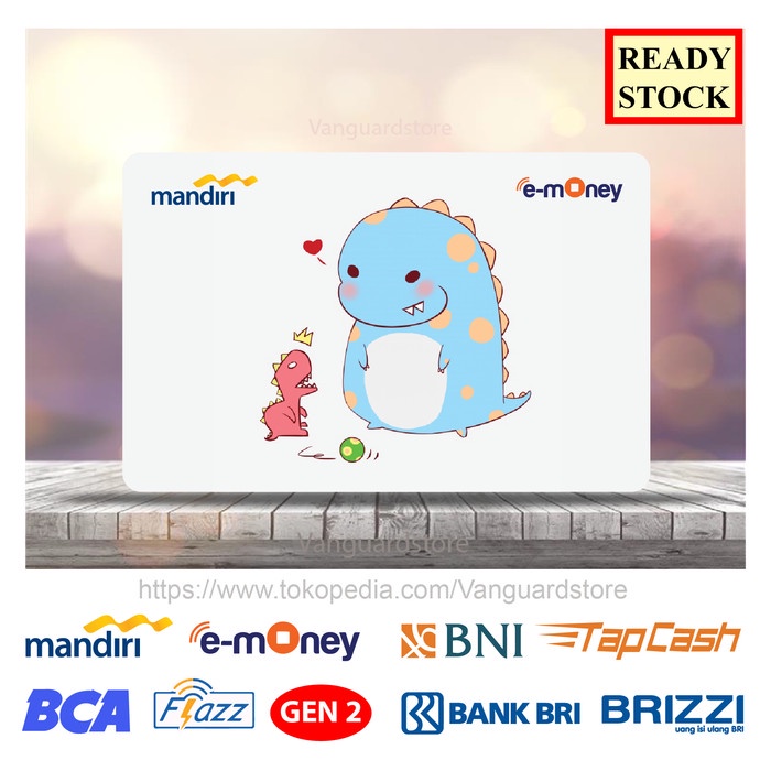 Kartu Emoney Etool Mandiri Bca Bni Bri Dinosaurus Blue Cute - 1 Sisi Murah