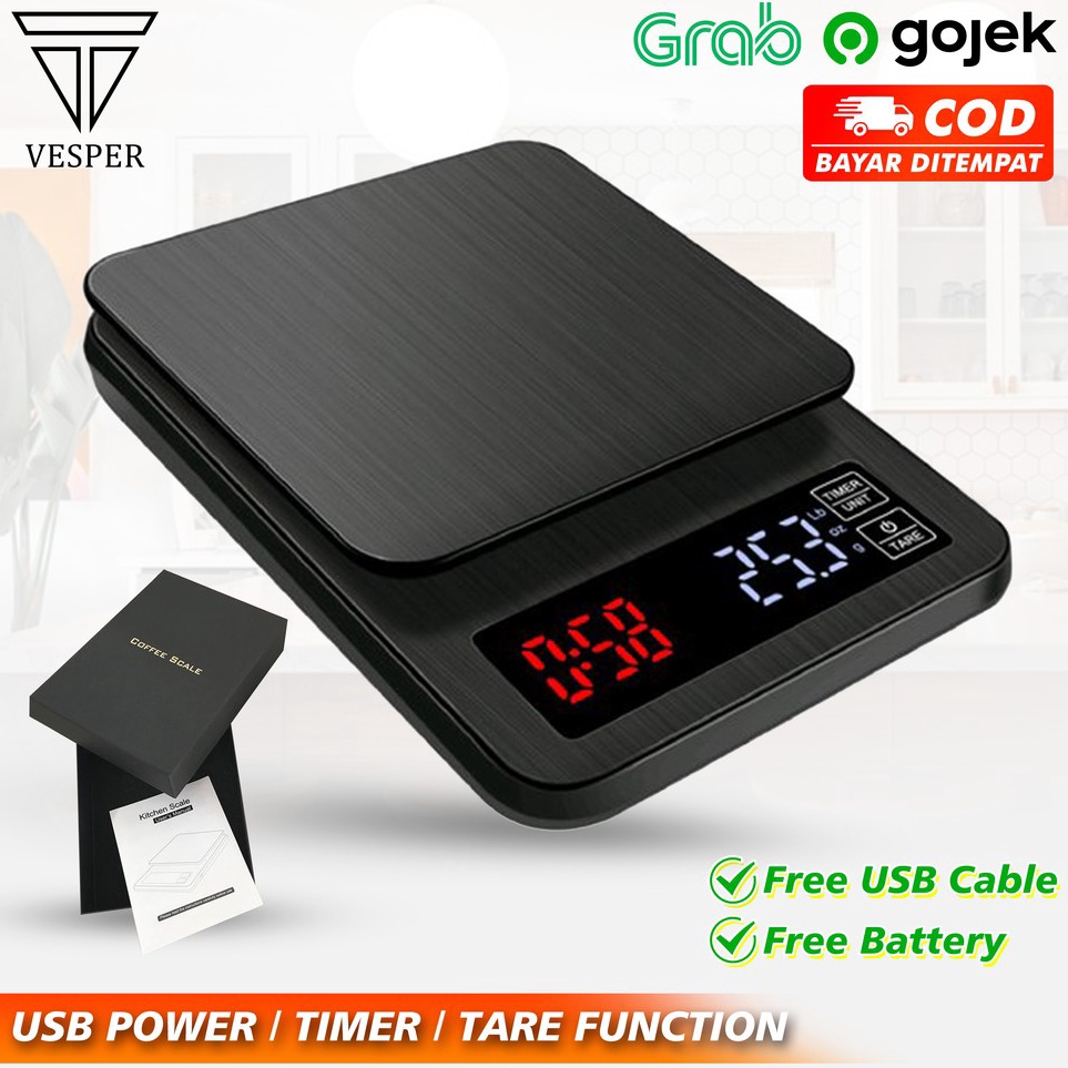 ➛ Timbangan kopi digital 5kg dengan USB / timbangan dapur USB / coffee drip scale / kitchen scale ✯ 