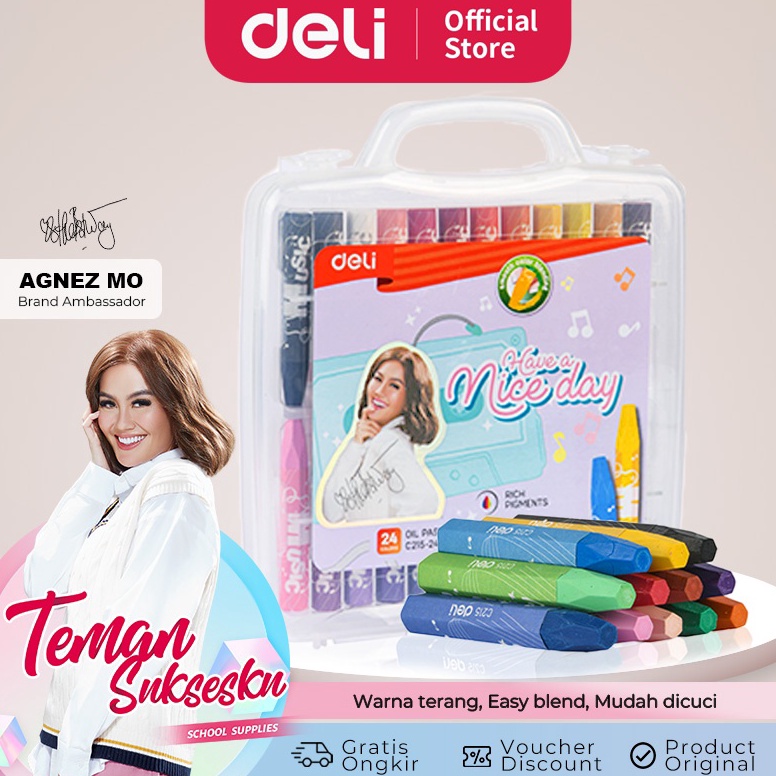 

¡|Paling Popular[DELI X AGNEZ MO] Deli Oil Pastel / Crayon / Krayon 12 24 Nyaman Digenggam CC215✤