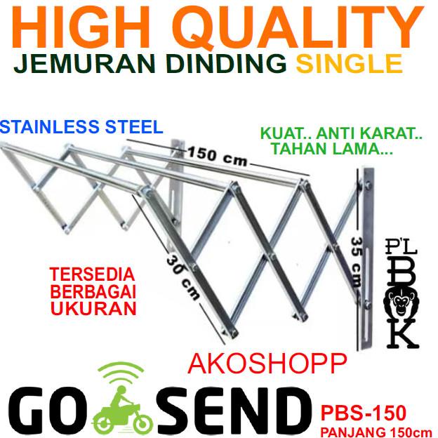 New Jemuran Lipat Dinding Stainless Plbok Single 150 Cm