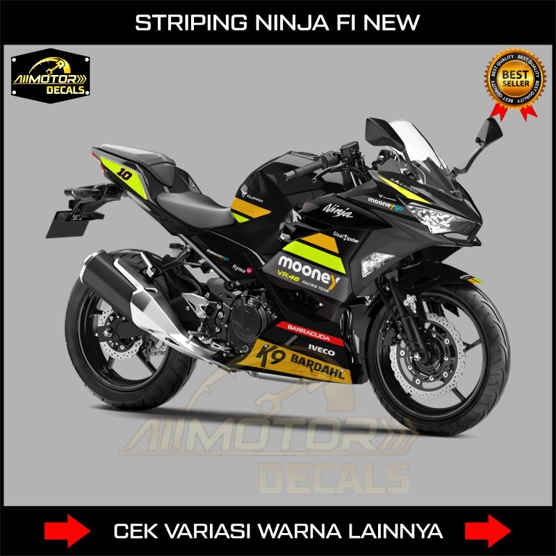 Decal Striping Kawasaki Ninja 250 Fi New 2018-2023 Motif VR|46 Mooney Racing / Stiker Motor Ninja Fi