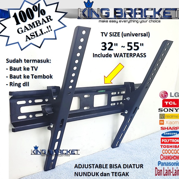 ・ Bracket Tv LED LCD 32" s/d 55" inch LEBIH TEBAL Universal 55 50 43 42 40 32 24 21 inchi IMPORT QUA