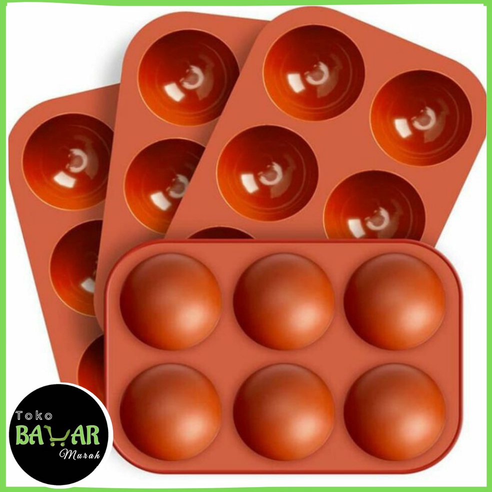[0A054] Cetakan Silikon Bulat 6 Lubang / Baking Mold Silicone / Cetakan Coklat 6 Lubang Bahan Siliko