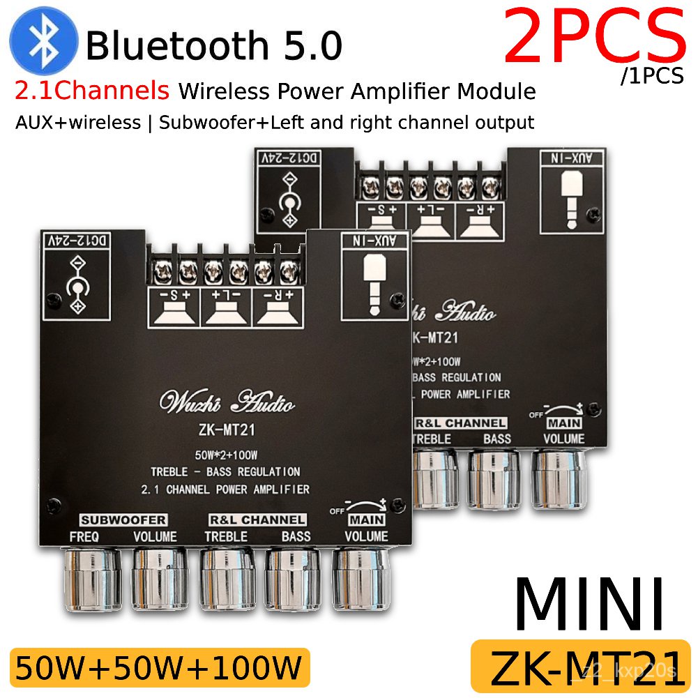 ✅&1/2PCS MT21 Subwoofer Amplifier Board Bluetooth 5.0 50WX2 100W 2.1 Channel Power Audio Stereo Ampl