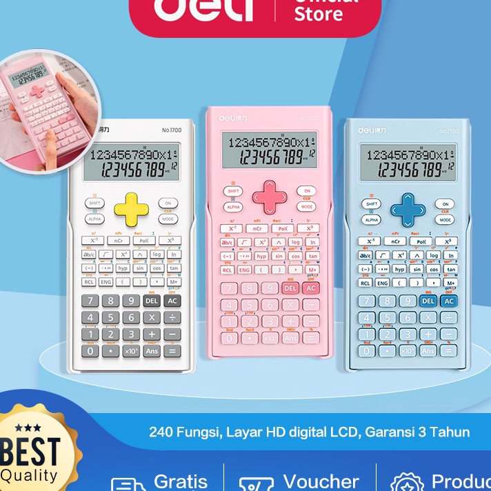 

CQRY9724 Ready Stok Deli Calculator Scientific Kalkulator 240 Fungsi Kalkulasi 3 Warna 1700