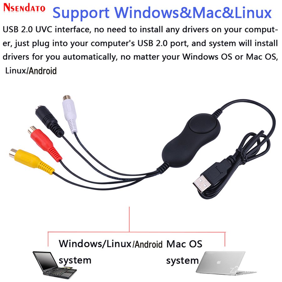✅&USB2.0 Video Recording Capture Card Analog to Digital USB UVC Video Audio Grabber Converter for XB