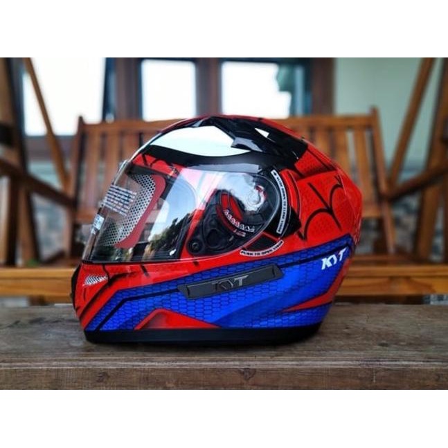 Helm KYT k2 Rider Spiderman Marvel Blue Red