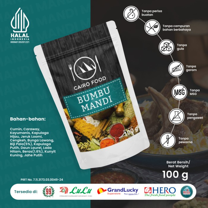 

Terlaris Bumbu Nasi Mandi Cairo Food - 100 Gram