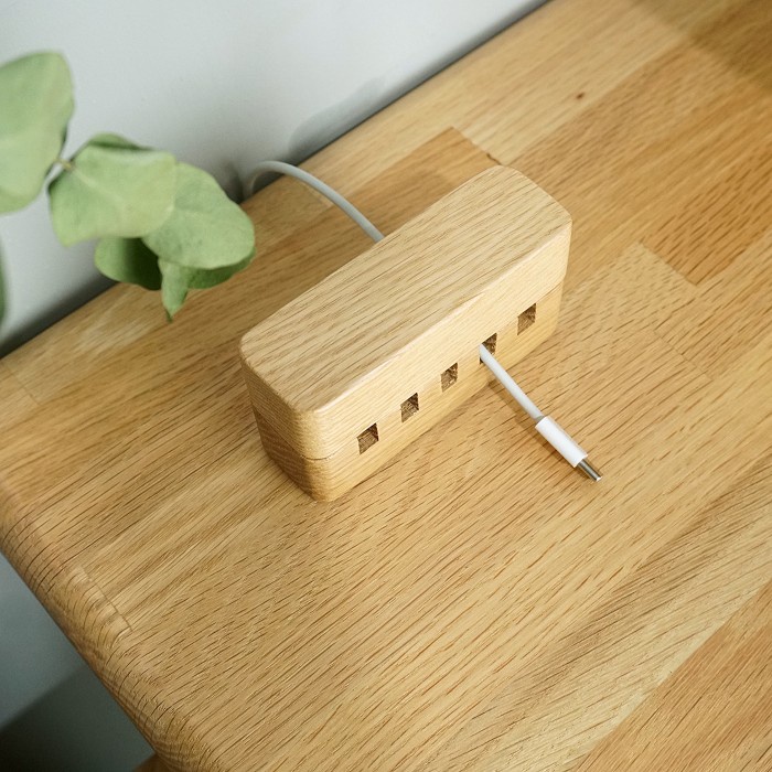 

Terlaris Wood Magnetic Cable Holder / Cable Dock / Organizer - American Oak