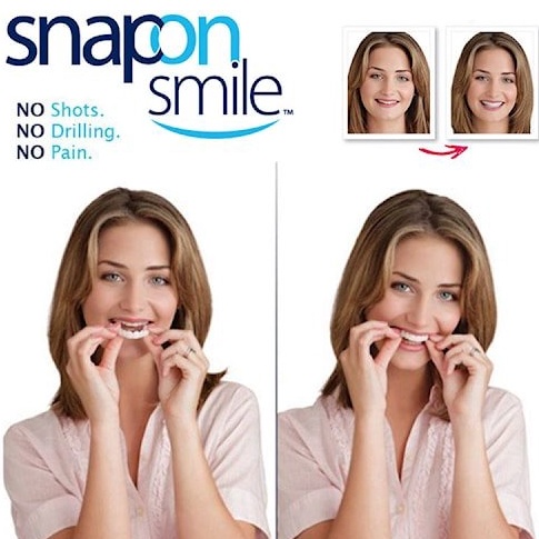 ⇷ Snap On Smile Venner Gigi Palsu Satu Set Atas Bawah Silikon Iinstan 100 % Original 𝕶