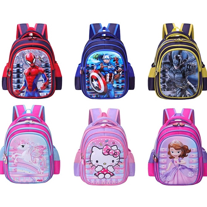RANSEL 10" 12" - 16" TAS ANAK SEKOLAH TK / PAUD / SD GAMBAR JAGOAN ANAK LAKI LAKI MOTIF EMBOS TIMBUL