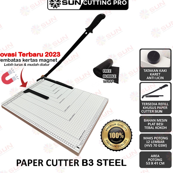 

STAR BRANDS Paper Cutter A3 / A3+ ( Alat Potong /Mesin Pemotong Kertas HVS, Sticker, Dos, PVC ID Card, Yellow Board, Art Paper, Vinyl. Bontax Camel, Kertas Foto A5 A4 F4 B4 Glossy Silky Glossy Photo Paper A3) !