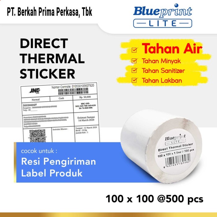 

Terlaris Direct Thermal Sticker Label Resi Blueprint Lite 100X100 Mm 500Pcs