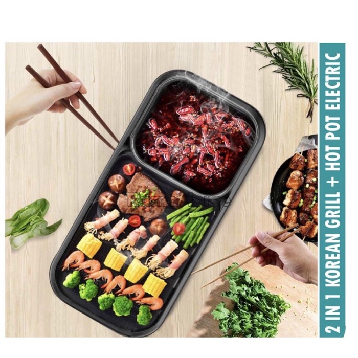 Kompor Panggangan Bbq Portable Tempat Grill 2 In 1 Grill Bbq Elektrik