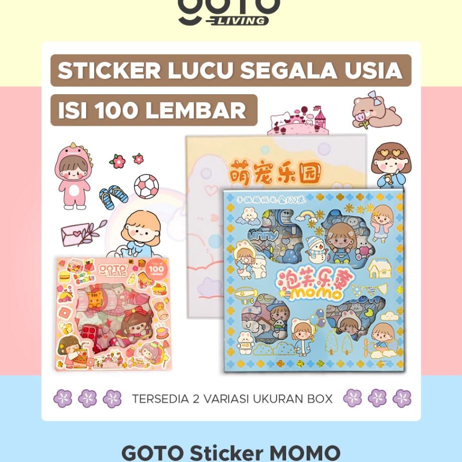 

[QD»/X◆] Goto Momo Stiker Lucu Sticker Kartun Korea Motif Anti Air 100 Lembar/ virral..