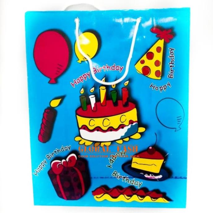 

Sale 6.6 Paper Bag Hbd Biru / Souvenir Ultah / Tas Bingkisan / Tas Ultah Murah