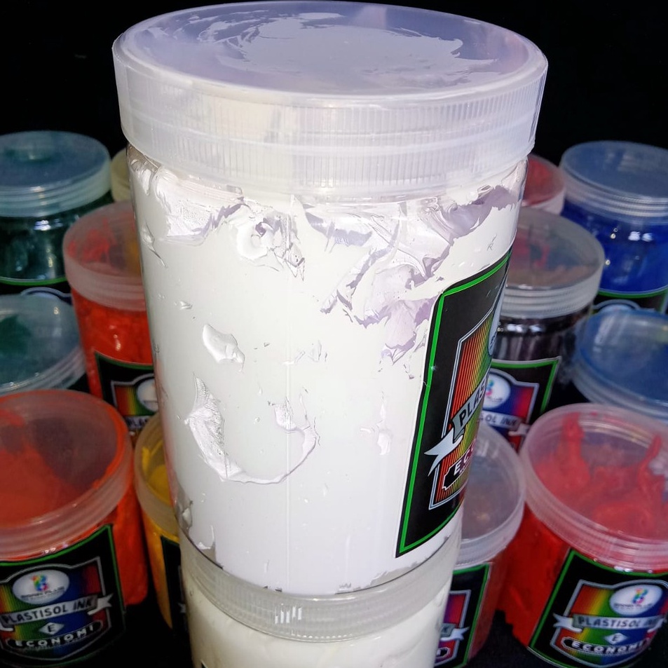 

Terlaku. Tinta Sablon PLASTISOL ECONOMY Brain Plus PUTIH 1kg